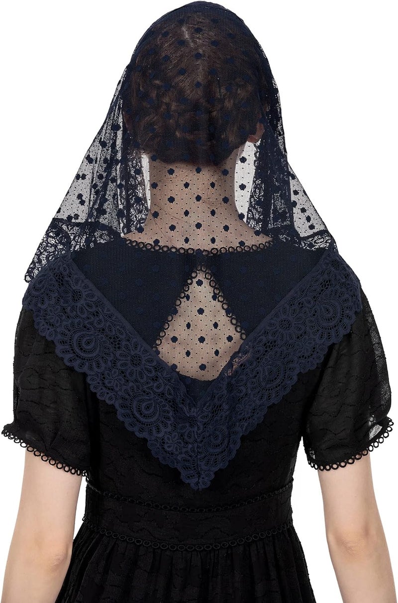 Wgior Triangle Vintage Inspired Lace Chapel Veils Catholic Mass Head Covering Scarf Mantilla Veils for Church - Image 3